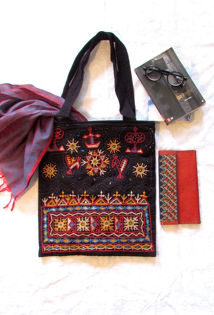 Black Rabari Village Kutch Hand Embroidery Shoulder Bag